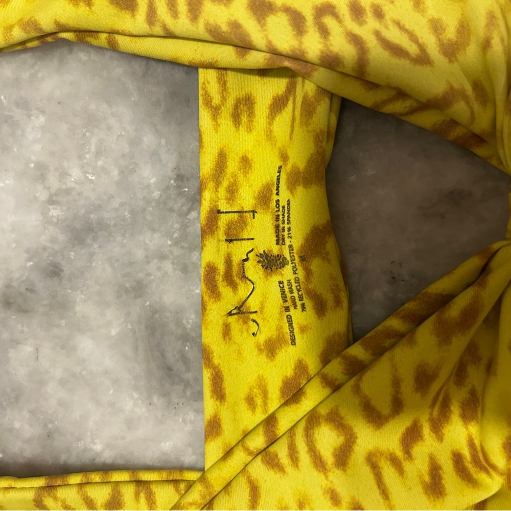Skatie Tulum neon yellow leopard print? Penny top and mandi bottom M - Picture 3 of 4